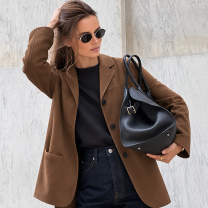 Dames Blazer Colberjasje Suèdelook Oversized
