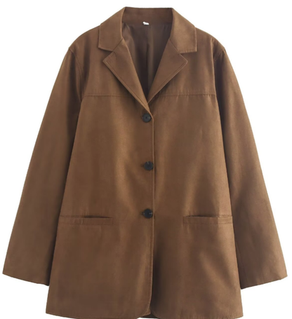Dames Blazer Colberjasje Suèdelook Oversized