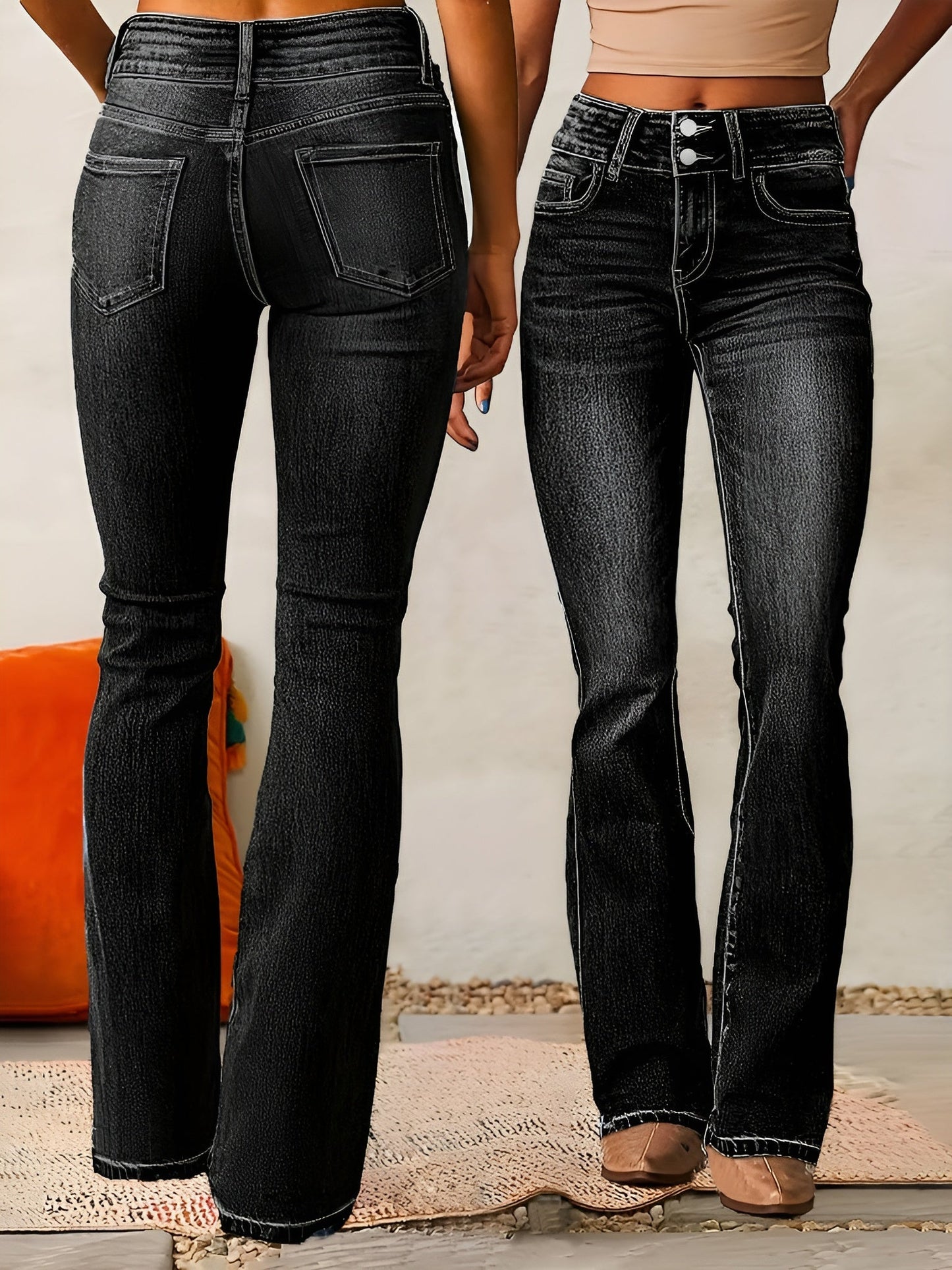 Dames Jeans met Hoge Taille en Wijde Pijpen 3