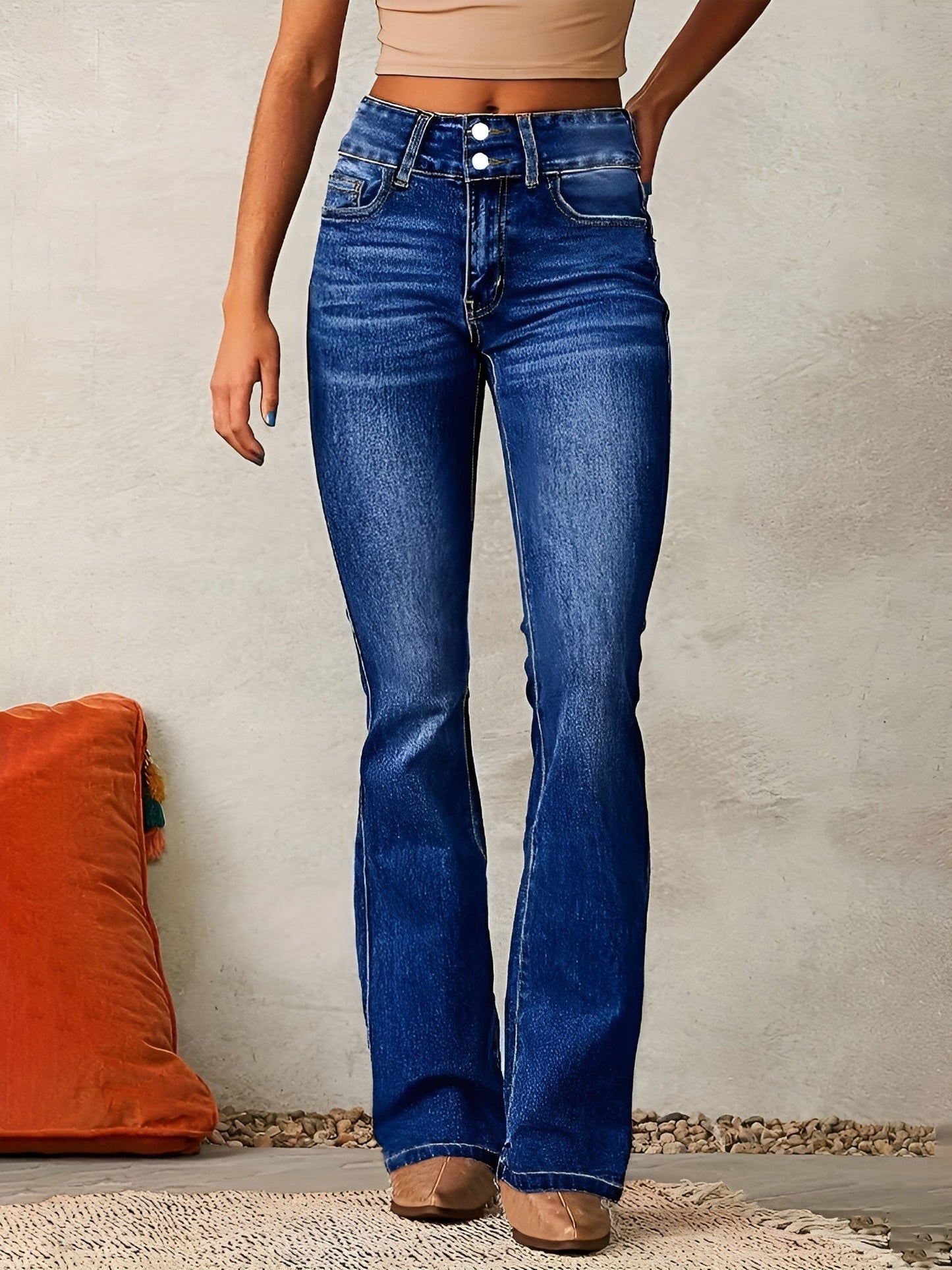 Dames Jeans met Hoge Taille en Wijde Pijpen 4
