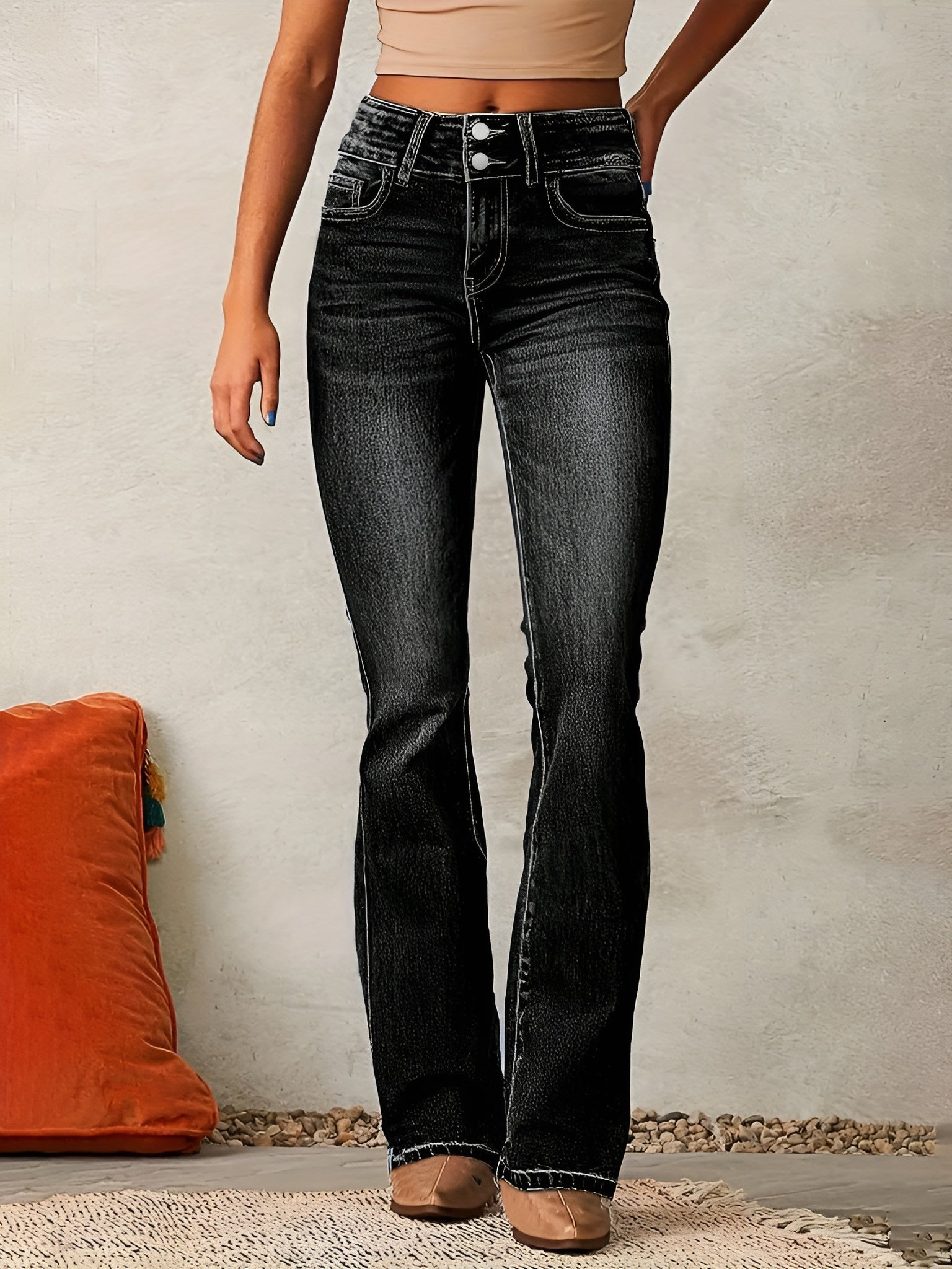 Dames Jeans met Hoge Taille en Wijde Pijpen 5
