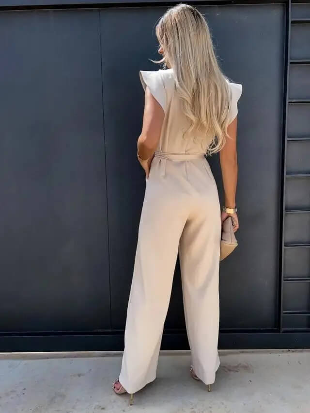 Dames Jumpsuit Feestelijk met Vlindermouwen en Brede Benen 1