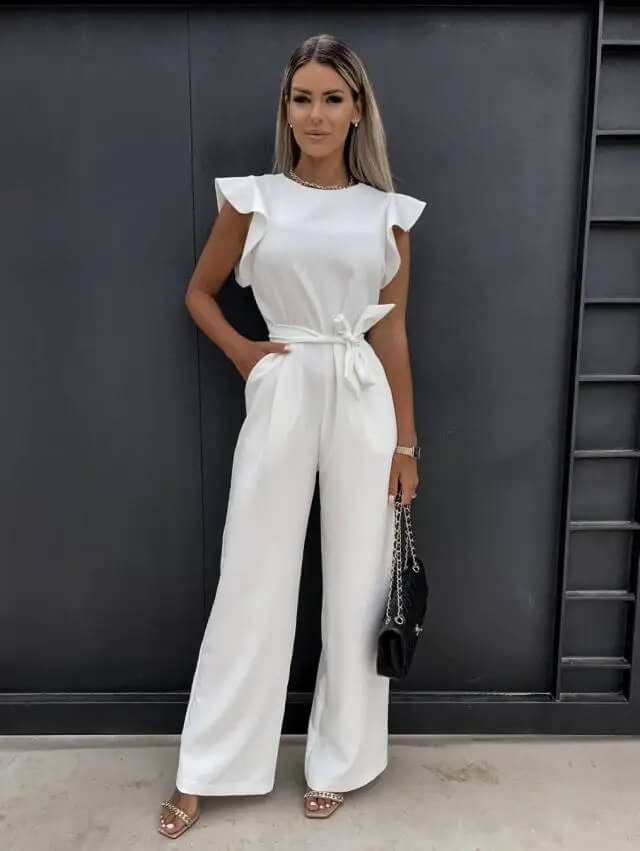 Dames Jumpsuit Feestelijk met Vlindermouwen en Brede Benen 4