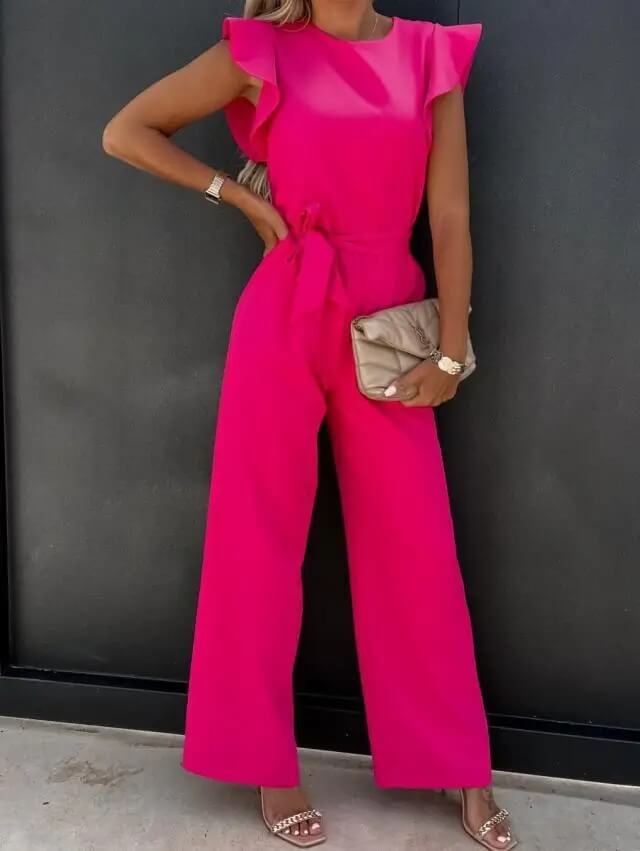 Dames Jumpsuit Feestelijk met Vlindermouwen en Brede Benen 6
