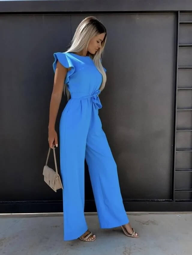 Dames Jumpsuit Feestelijk met Vlindermouwen en Brede Benen 9