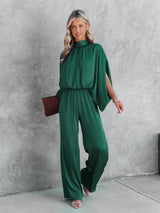 Dames Jumpsuit met Capemouwen en Tailleband Groen