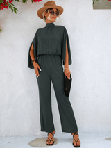 Dames Jumpsuit met Capemouwen en Tailleband Groen