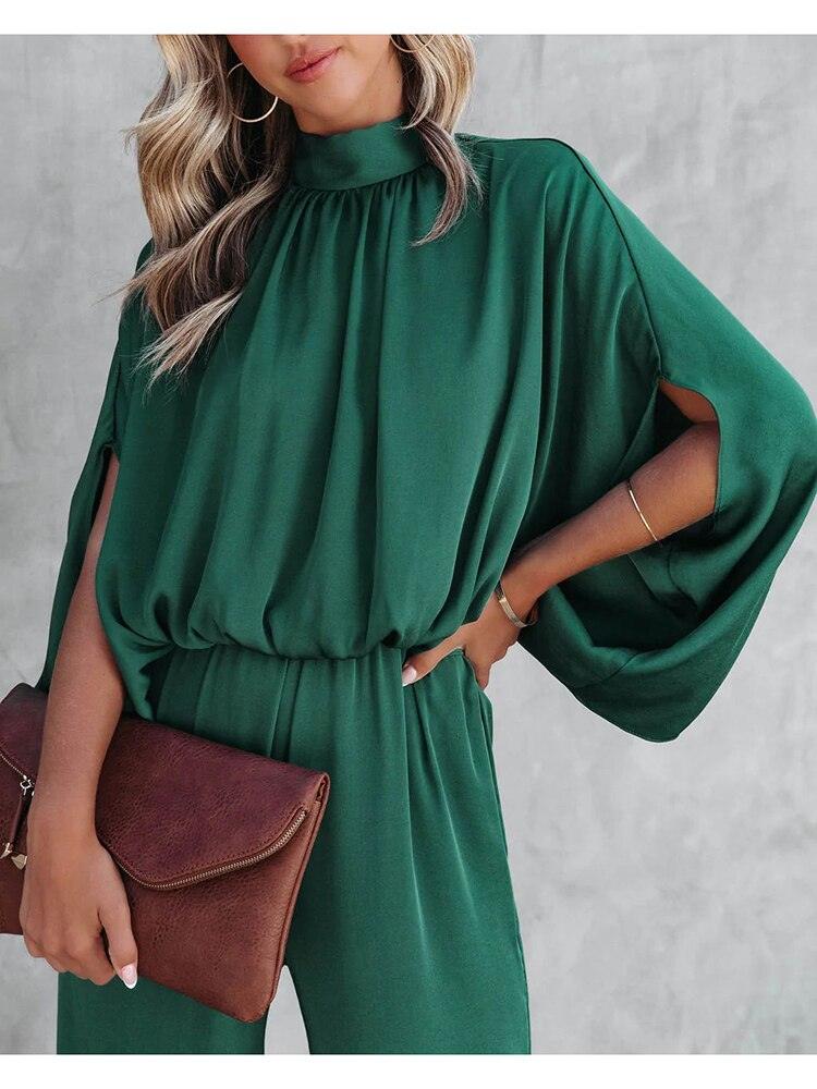 Dames Jumpsuit met Dramatische Capemouwen voor Feestelijke Gelegenheden 3