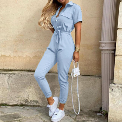 Dames Jumpsuit met Knoopsluiting en Licht Getailleerde Pasvorm voor Feestelijke Gelegenheden 9