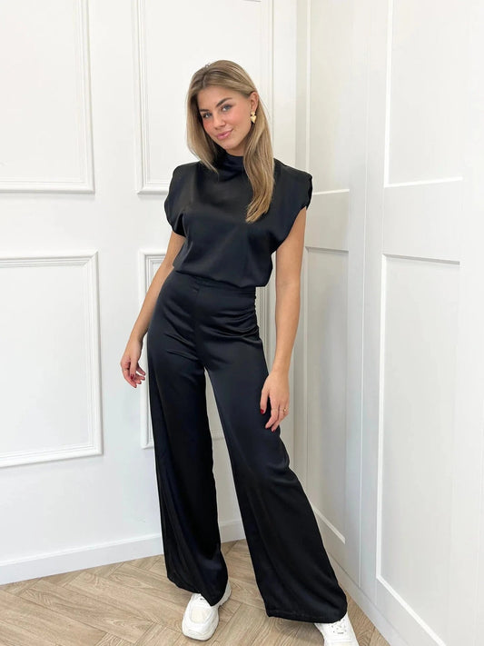 Dames Jumpsuit met Open Rug Zwart