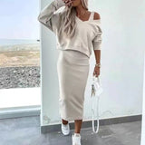 Dames Midi Jurk met Aansluitende Pasvorm en Oversized Sweater