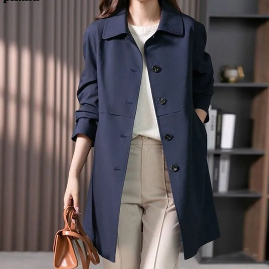 Dames Korte Trenchcoat met Enkele Knop en Tailored Fit 0