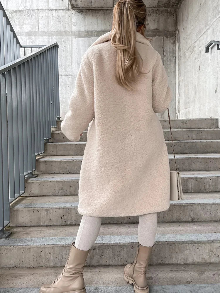 Dames Lange Winterjas met Fleece en Knoopsluiting 1