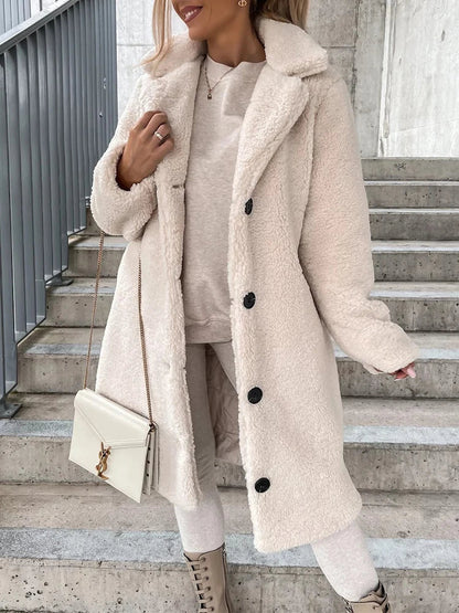 Dames Lange Winterjas met Fleece en Knoopsluiting 2