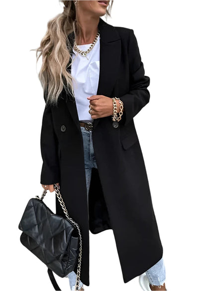 Dames Lange Winterjas met Getailleerde Pasvorm en Klassieke Stijl 9