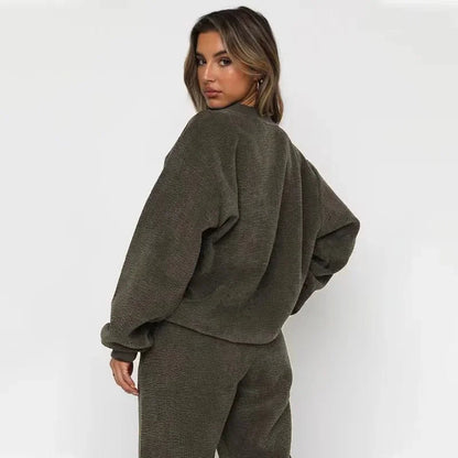 Dames Loungewear Set met Relaxed Fit en Corduroy Textuur 1