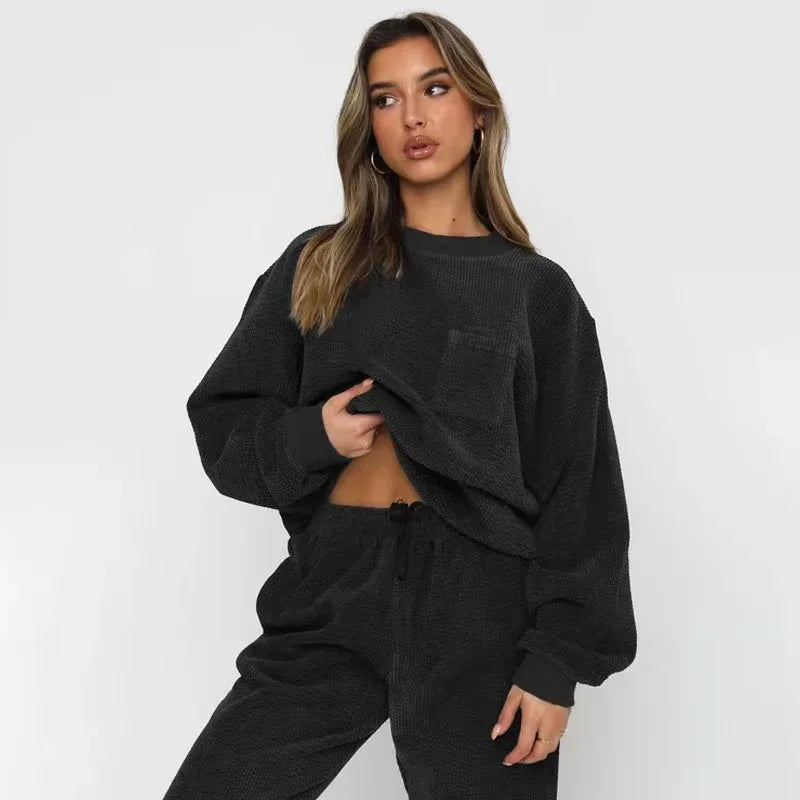 Dames Loungewear Set met Relaxed Fit en Corduroy Textuur 5