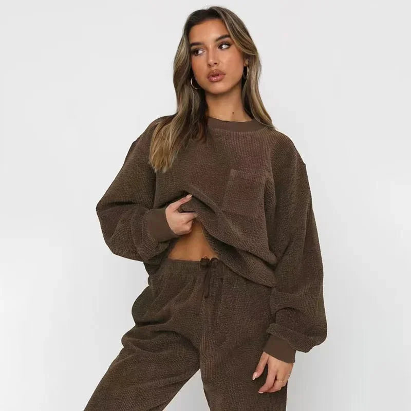 Dames Loungewear Set met Relaxed Fit en Corduroy Textuur 7