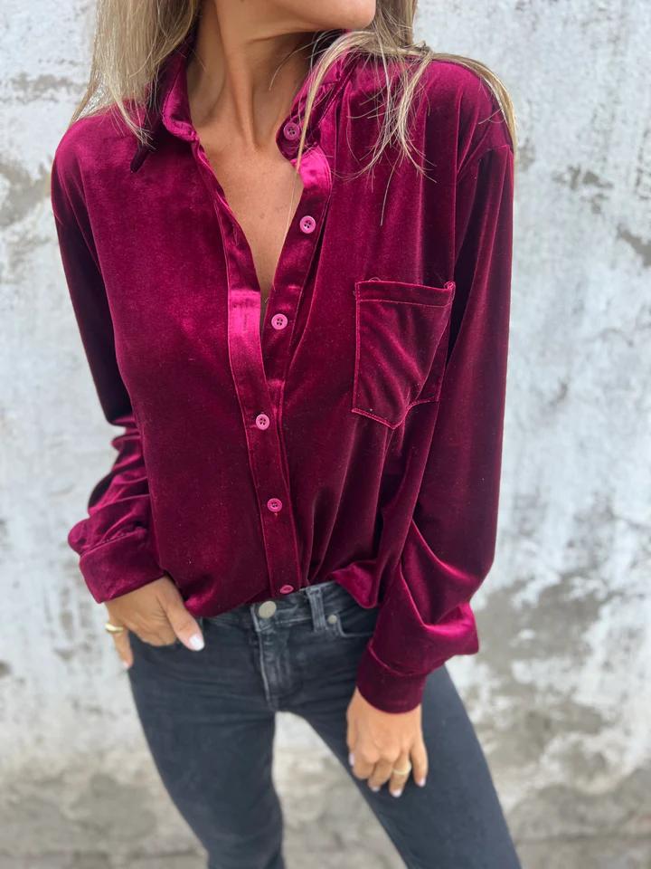 Dames Blouse van Fluweel Rood