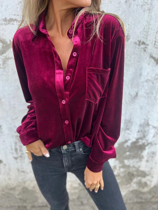 Dames Blouse van Fluweel Rood