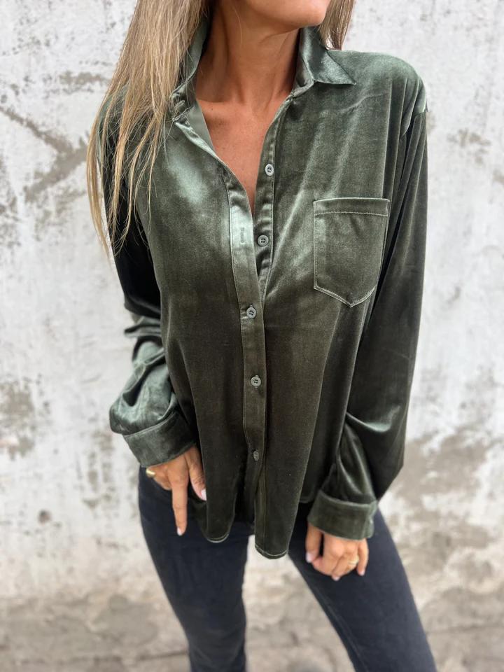 Dames Blouse van Fluweel Groen