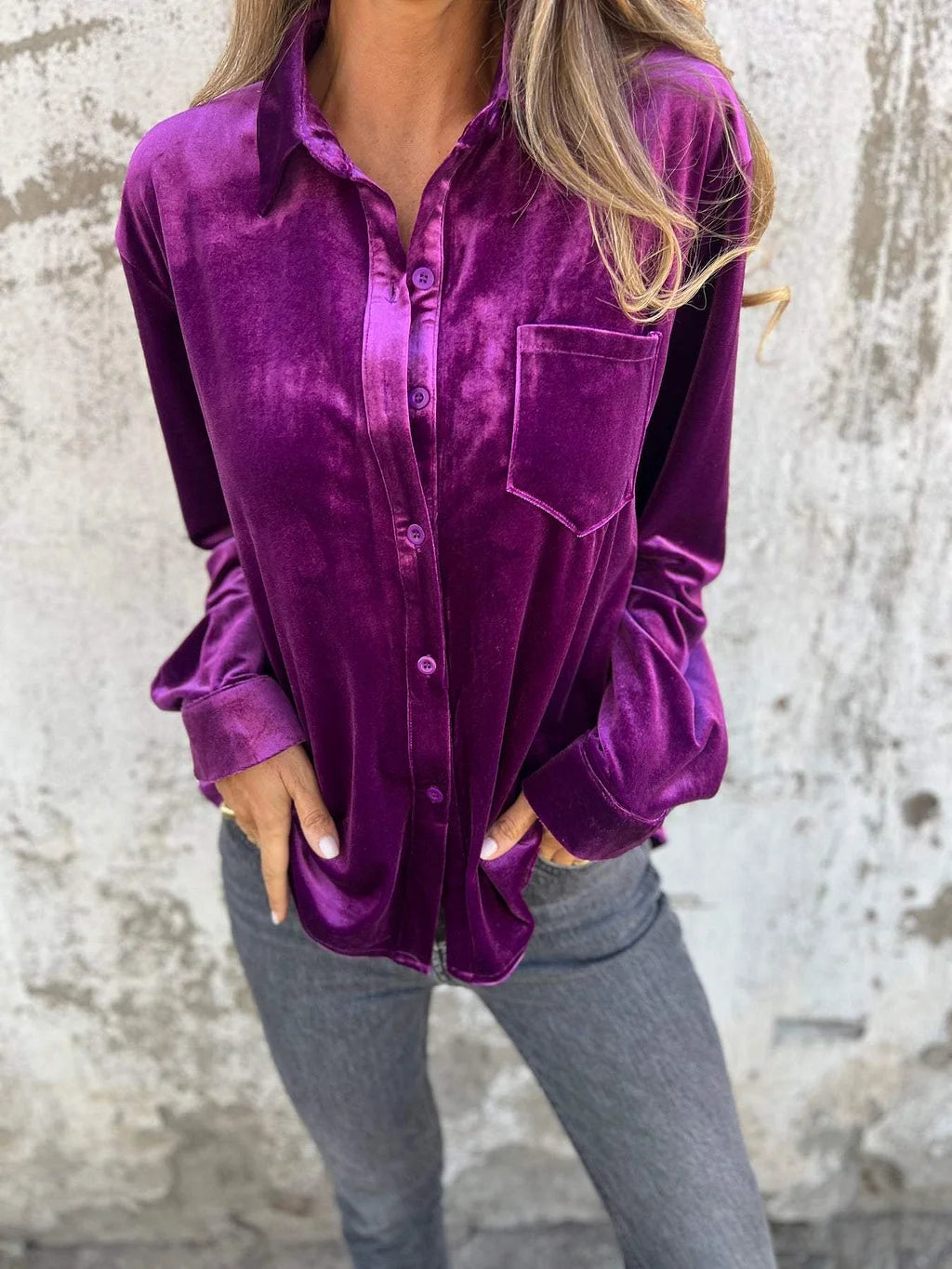 Dames Blouse van Fluweel Paars