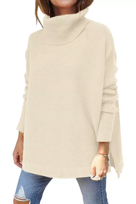Dames Oversized Coltrui van Luxe Gebreid Textiel met Hoge Col 0