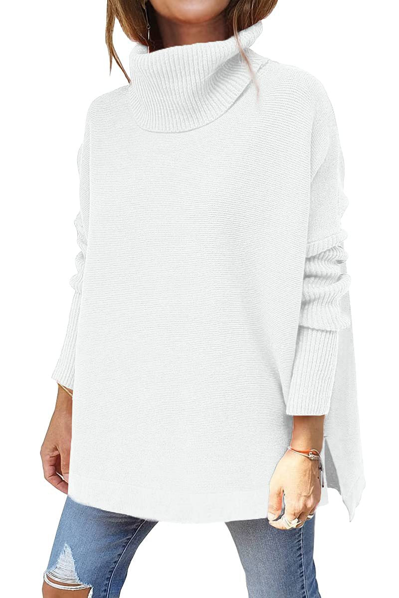 Dames Oversized Coltrui van Luxe Gebreid Textiel met Hoge Col 12