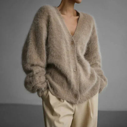 Dames Oversized Pullover van Kasjmier met Knoopsluiting en Luxe Comfort 2