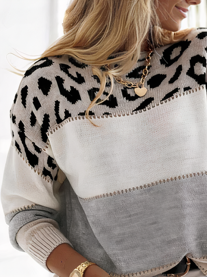 Dames Oversized Trui met Panterprint en Lange Mouwen 2