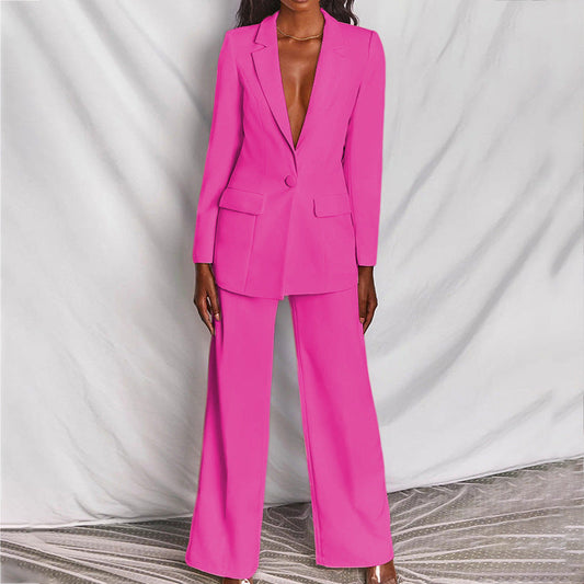 Dames Pak 2 Delig Met Blazer en Broek voor Professionele Gelegenheden Roze