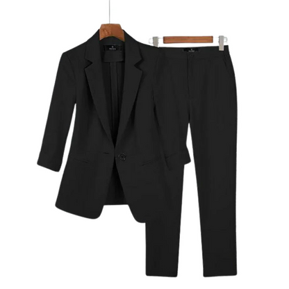 Dames Pak 2 Delig met Gestructureerde Blazer en Rechte Pantalon 5