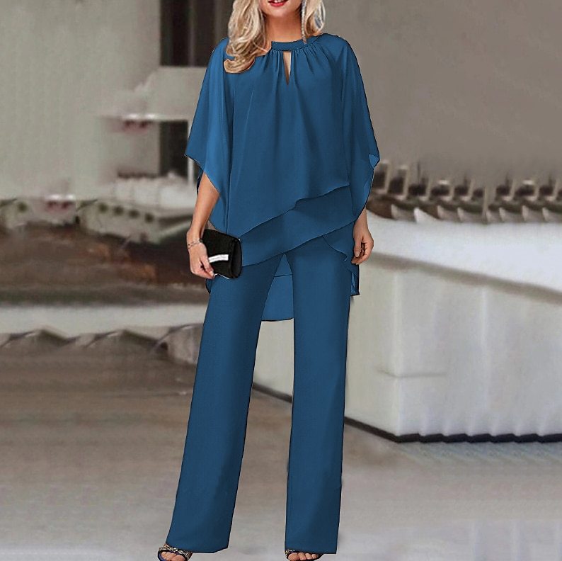 Dames Set met Glanzende Afwerking en Elegante Pasvorm Blauw