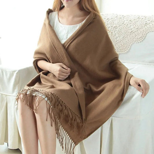 Dames Sjaal met Zachte Textuur en Elegante Afwerking voor de Winter Bruin