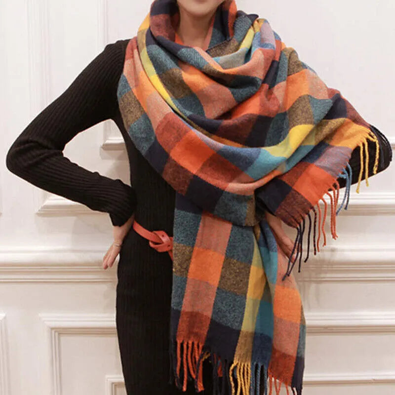 Dames Sjaal met Zachte Textuur en Elegante Afwerking voor de Winter Oranje