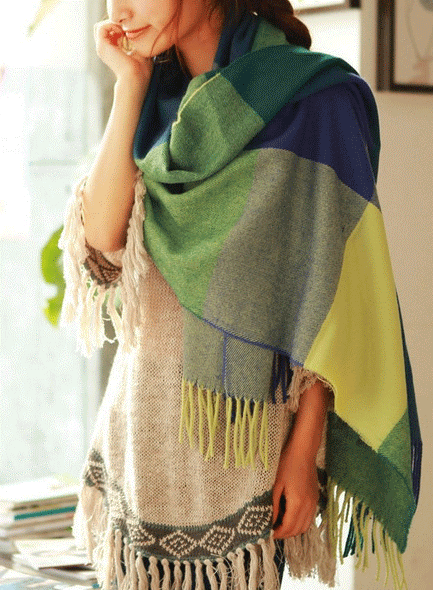 Dames Sjaal met Zachte Textuur en Elegante Afwerking voor de Winter Groen