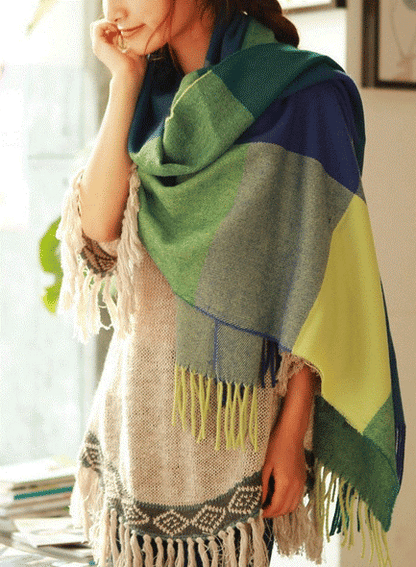 Dames Sjaal met Zachte Textuur en Elegante Afwerking voor de Winter Groen