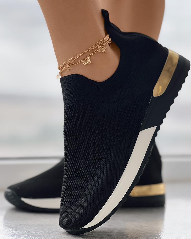 Dames Slip-On Sneakers met Gouden Accenten Zwart