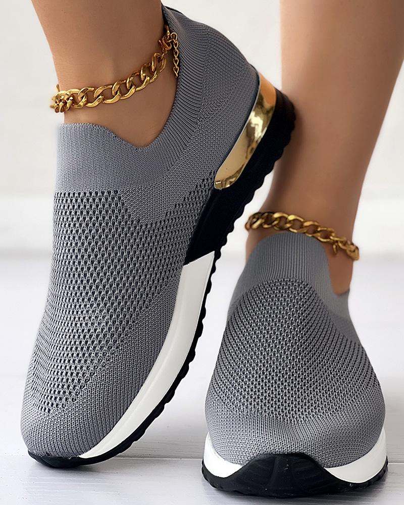 Dames Slip-On Sneakers met Gouden Accenten Grijs