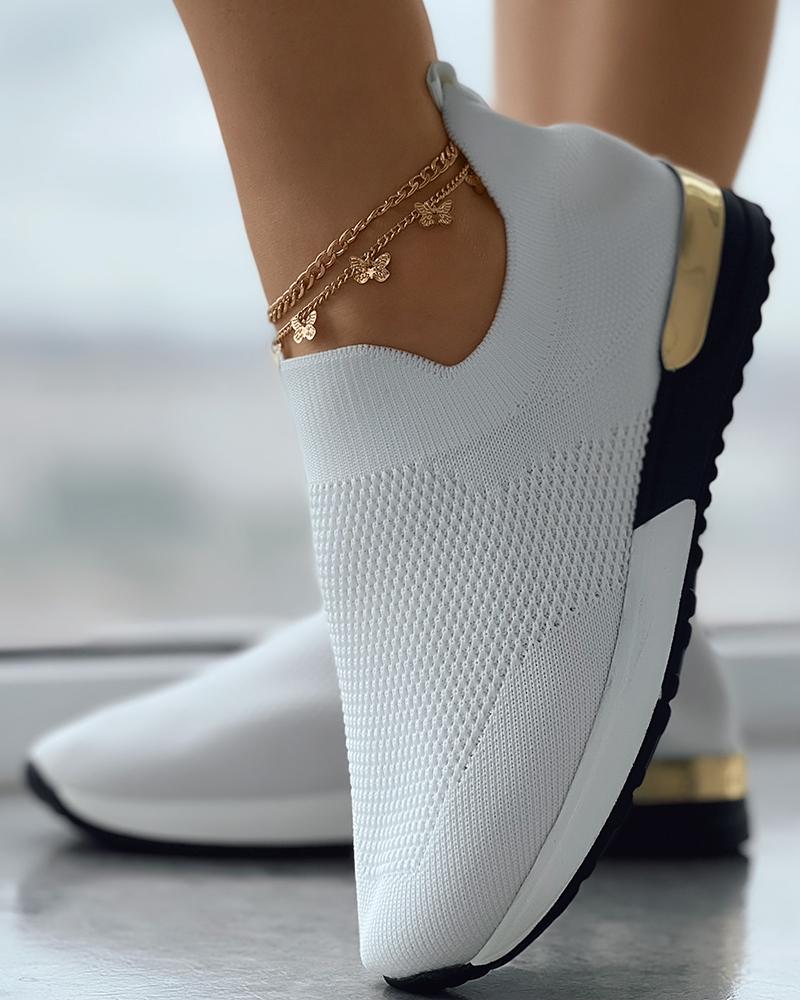 Dames Slip-On Sneakers met Gouden Accenten Wit