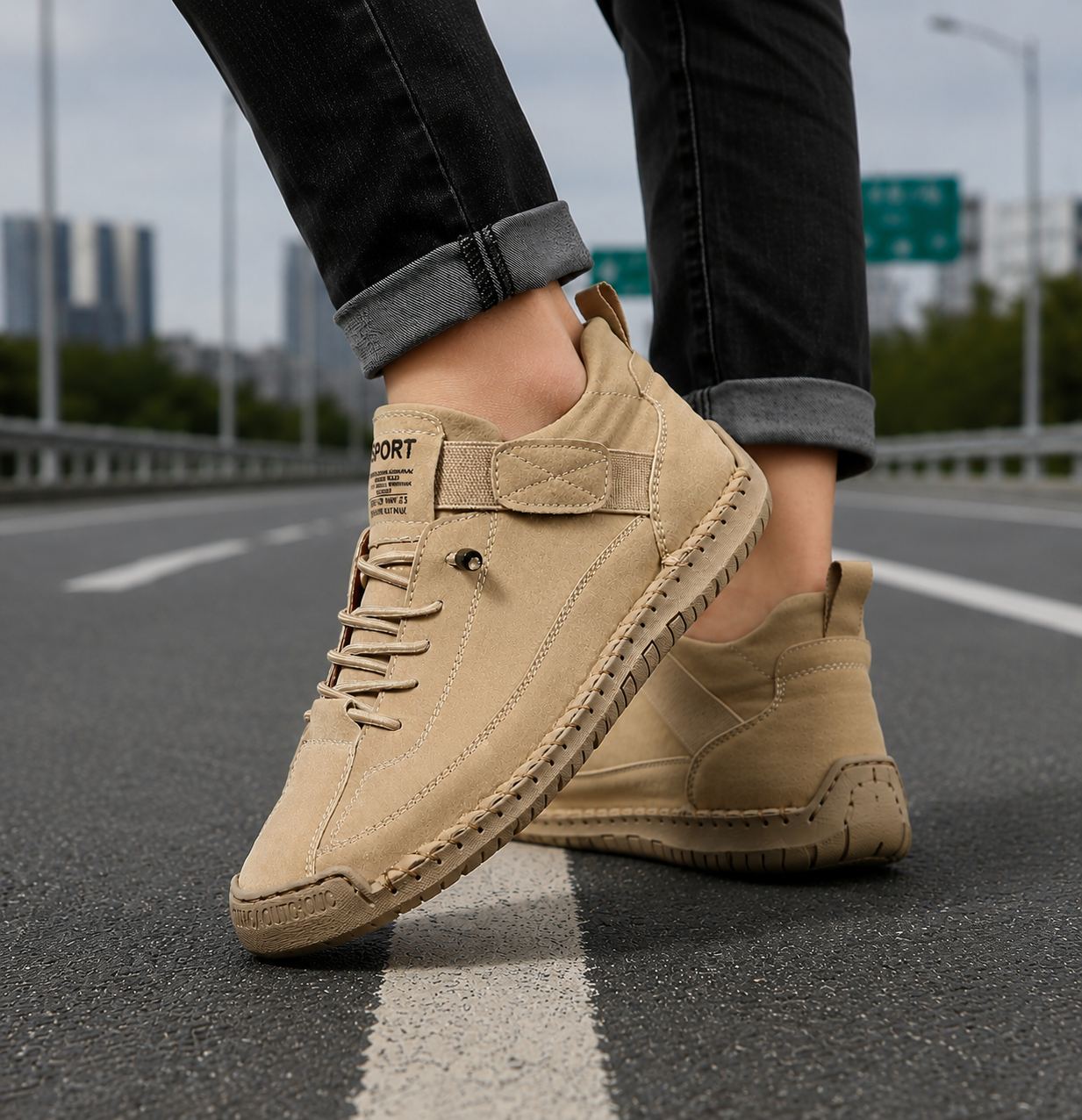 Dames Sneakers met Vetersluiting en Klittenbandsluiting