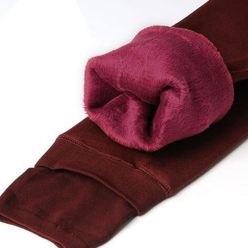 Dames Thermo Legging met Dikke Fleecevoering en Hoge Taille Rood One-size