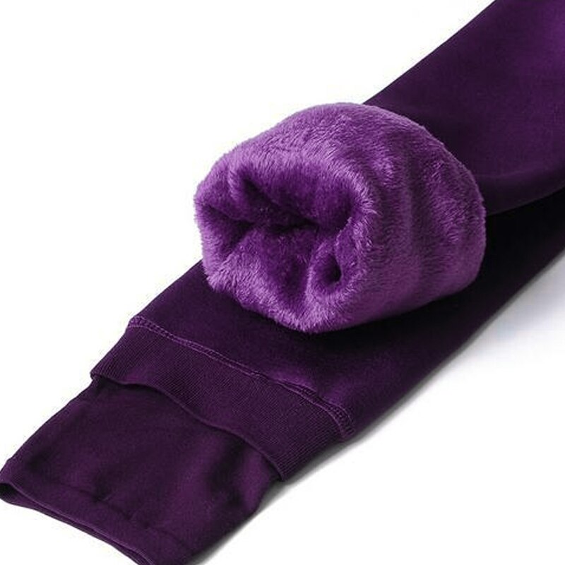 Dames Thermo Legging met Dikke Fleecevoering en Hoge Taille Paars One-size