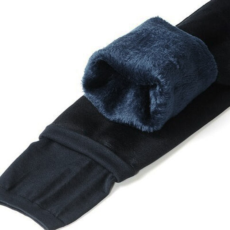 Dames Thermo Legging met Dikke Fleecevoering en Hoge Taille Marineblauw One-size