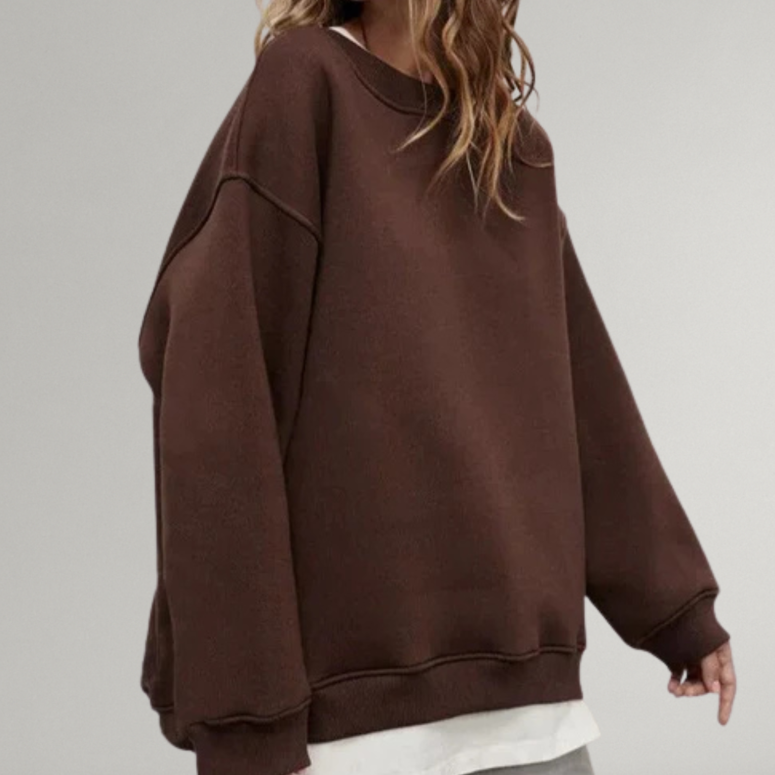 Dames Sweater met Ronde Hals en Lange Mouwen in Oversized Pasvorm 4