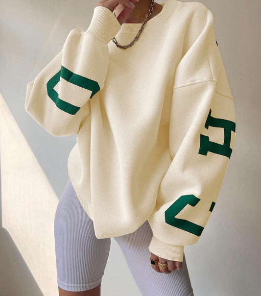 Dames Sweater met Zachte Stof en Trendy Grafische Details 0
