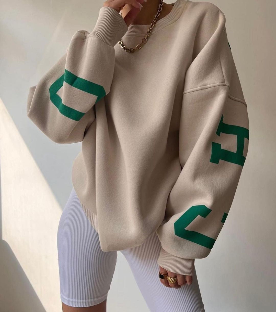 Dames Sweater met Zachte Stof en Trendy Grafische Details 2