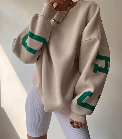 Dames Sweater met Zachte Stof en Trendy Grafische Details 2