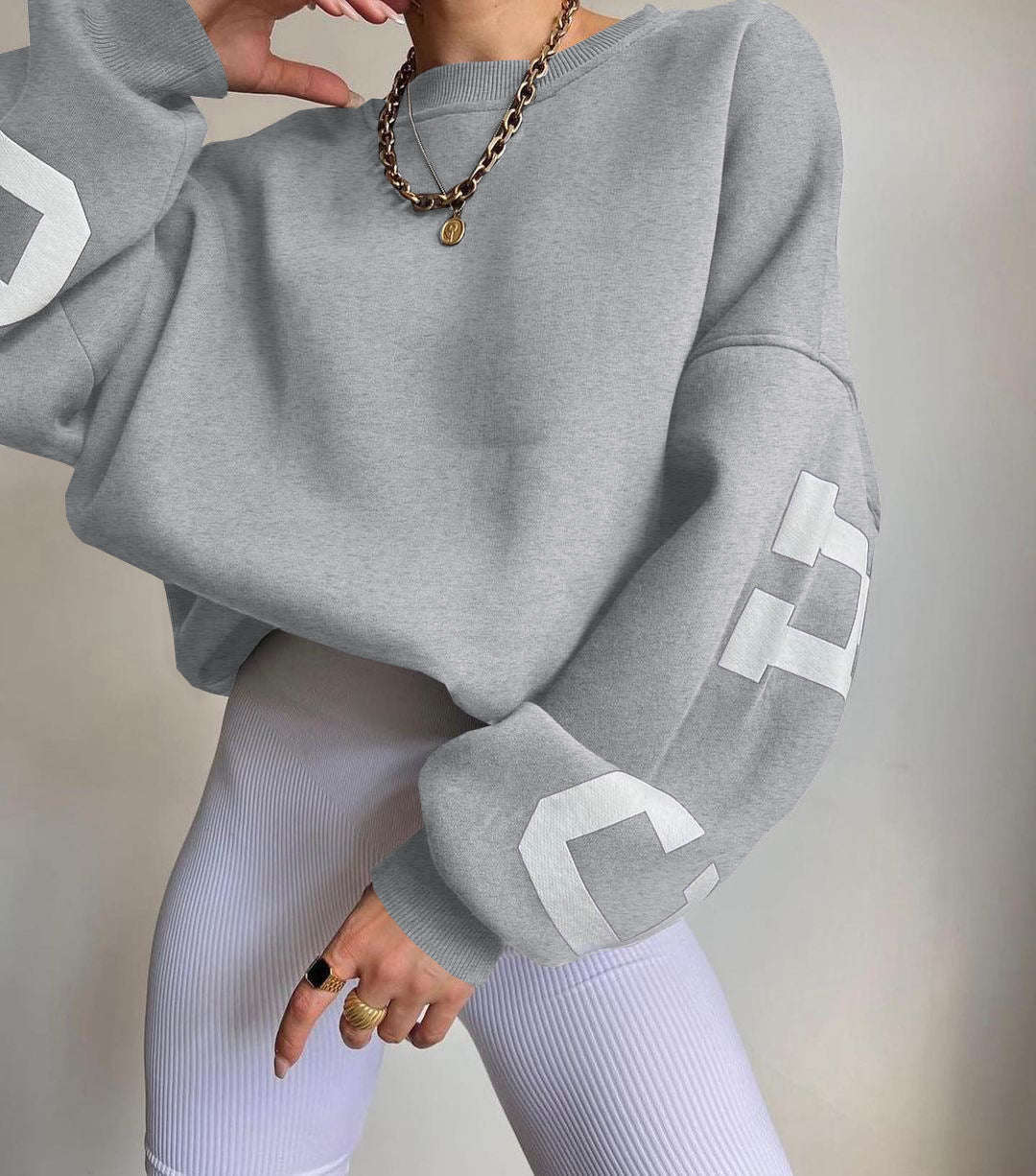 Dames Sweater met Zachte Stof en Trendy Grafische Details 4