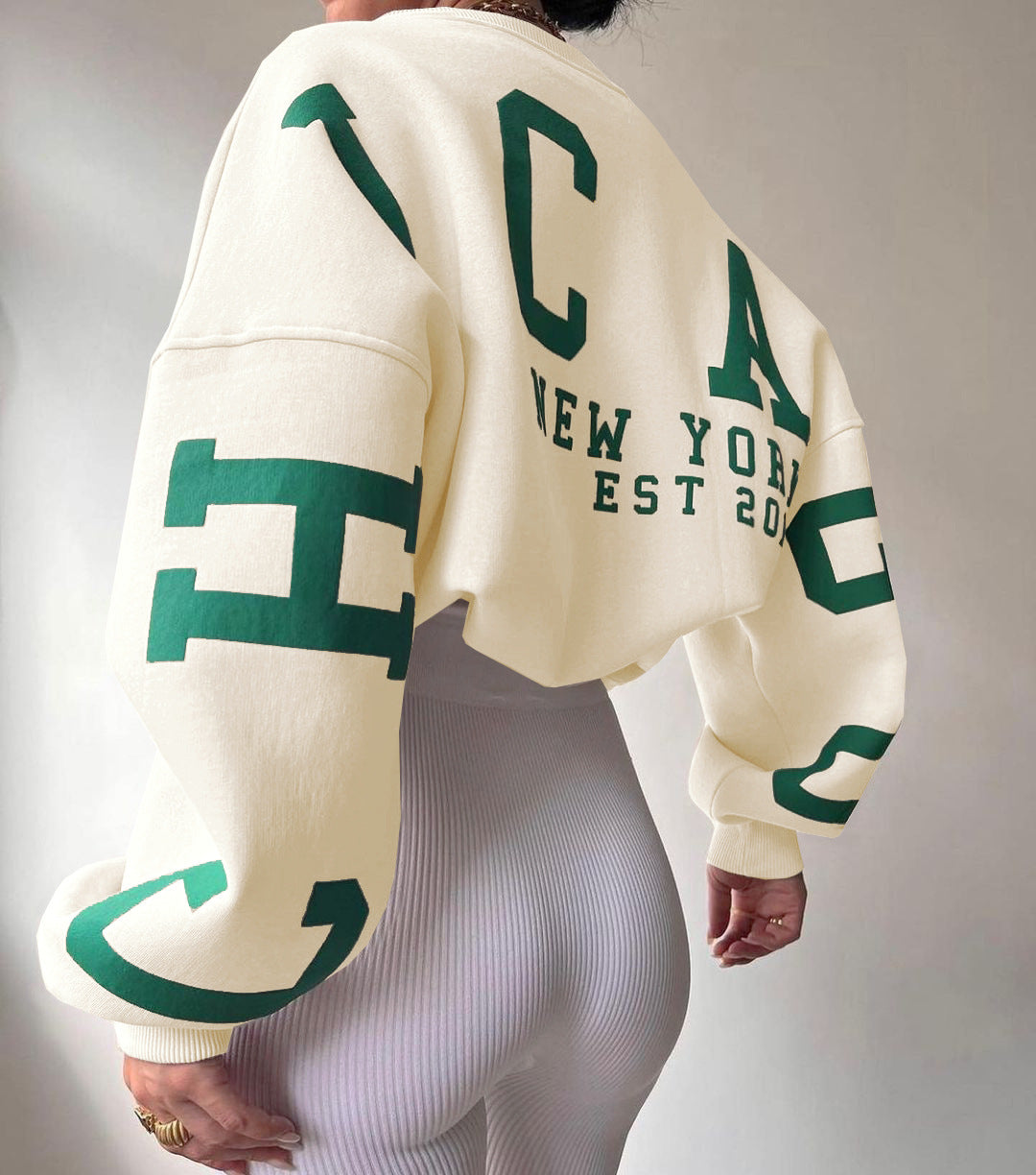 Dames Sweater met Zachte Stof en Trendy Grafische Details 8